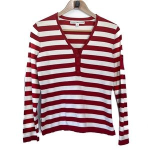 Tommy Hilfiger Women’s V-Neck Long Sleeve Red Striped Sweater Size M
